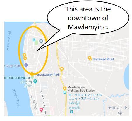 Mawlamyine Travel information downtown city map